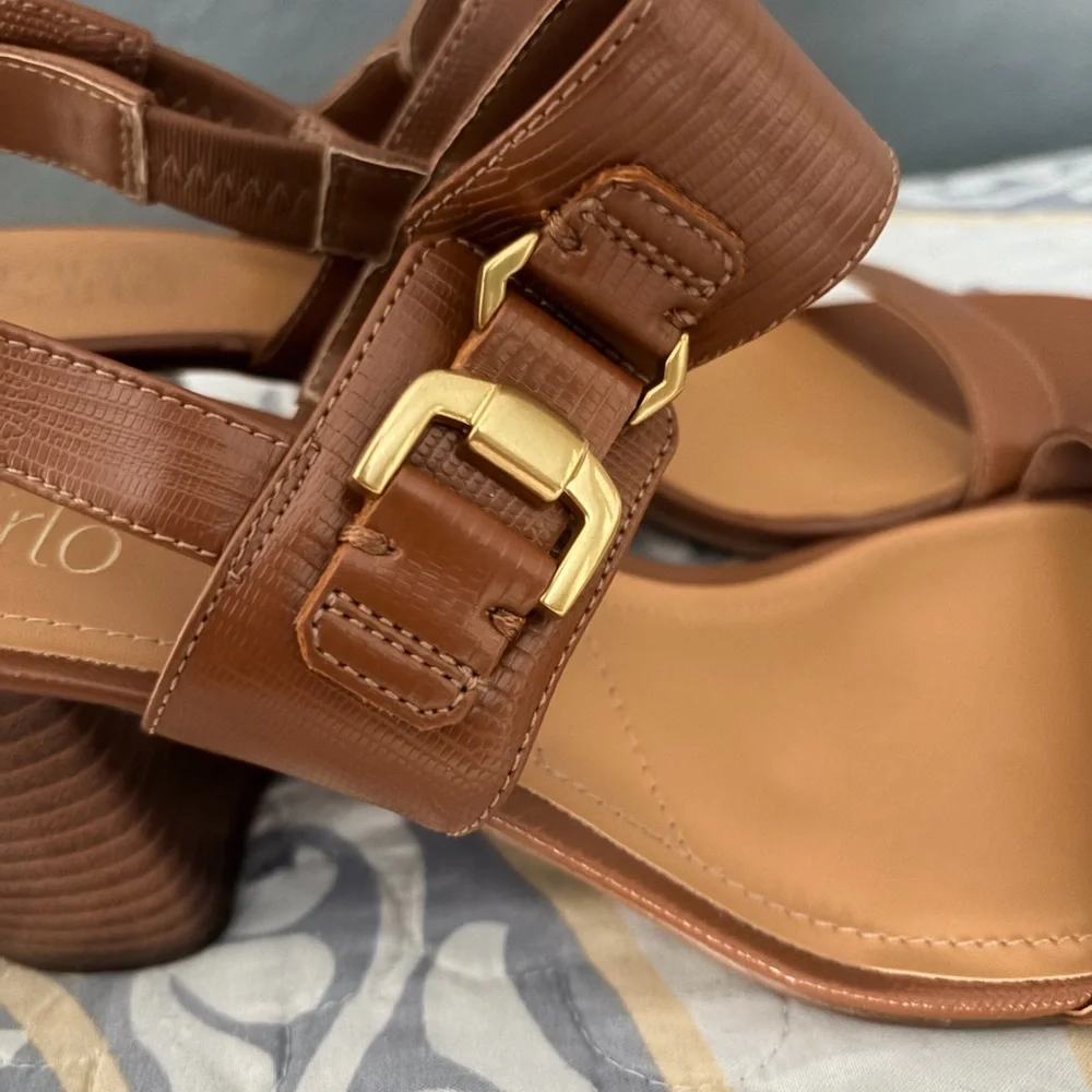 NWOT Franco Sarto Nordstrom Omyrah Tan Faux Leather Heels Sandals, 11 M - Picture 4 of 11